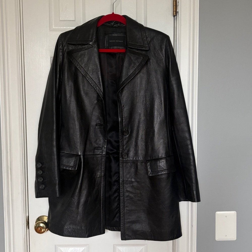 Banana Republic 100% Leather Long Length Jacket READ DESCRIPTION